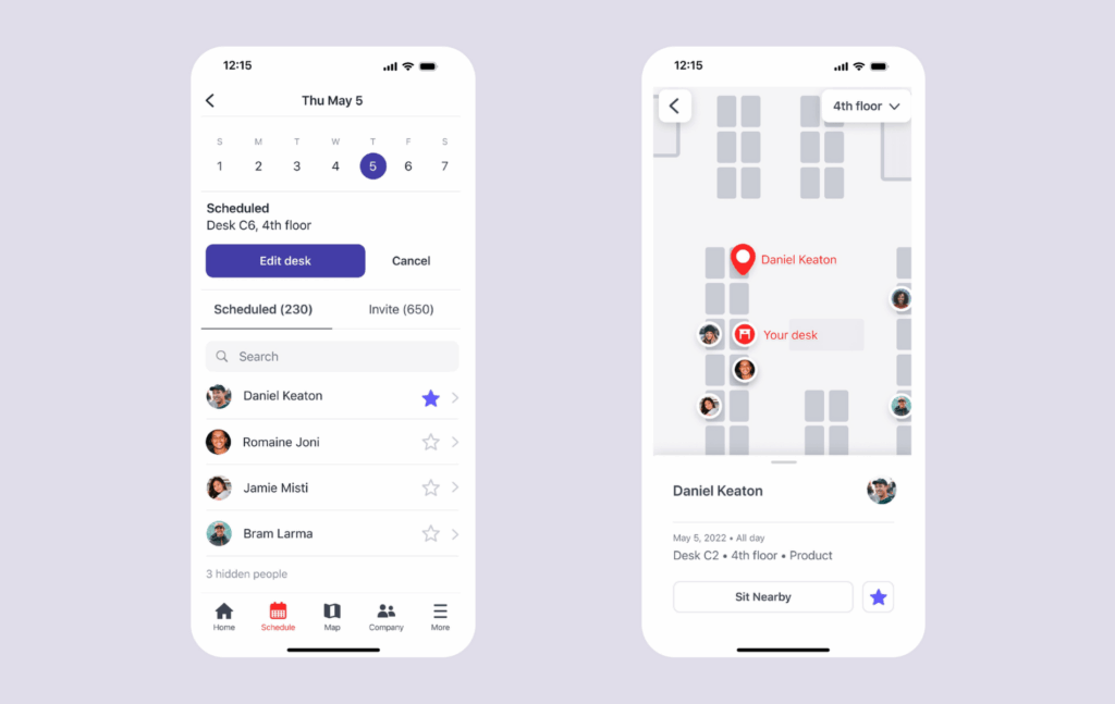 Envoy Workplace booking features.
