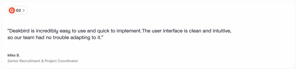 Deskbird - positive G2 review.