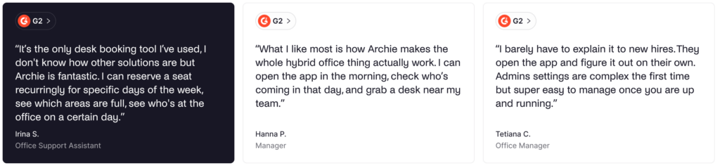 Archie - positive user reviews from G2.